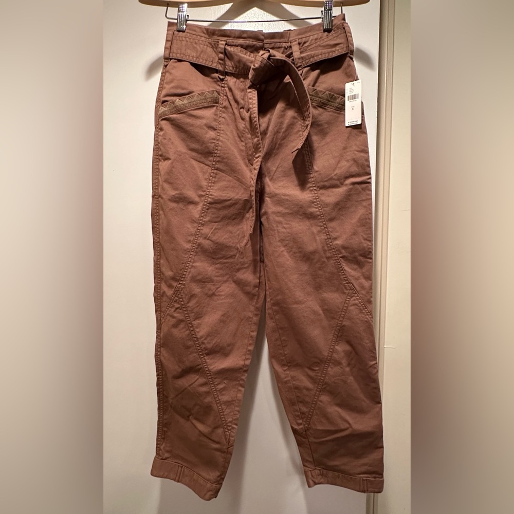ANTHROPOLOGIE Ellie Embroidered Utility Pants Size 6 NWT